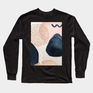 Modern Abstract Blush and Blue Long Sleeve T-Shirt